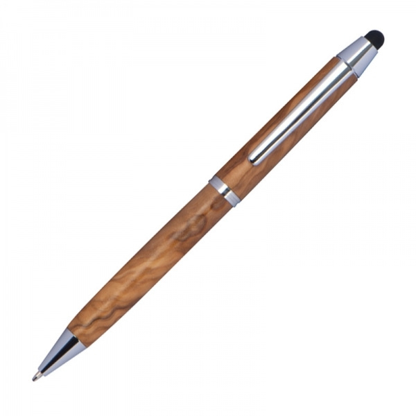 Logo trade promotional giveaway photo of: Wooden ballpen with touch function ERFURT