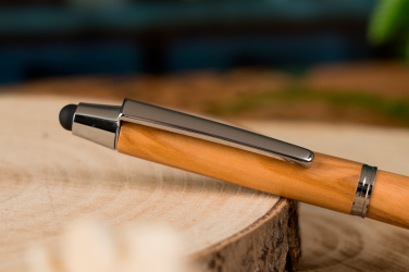 Logo trade promotional gifts picture of: Wooden ballpen with touch function ERFURT