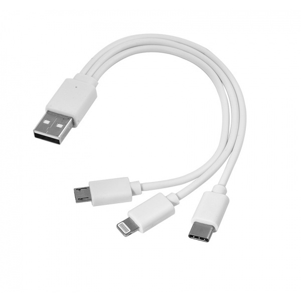 Logo trade business gifts image of: 3 in 1 USB cable type c + micro USB + lightning