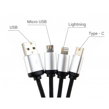 Logotrade promotional giveaway image of: 3in1 cable with enlighted logo for engraving, RXD-368