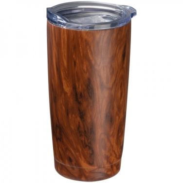 Logo trade promotional giveaway photo of: Stainless steel mug with wooden look COSTA RICA 550 ml