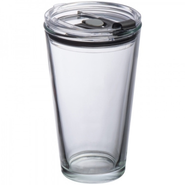 Logo trade promotional item photo of: Glass mug with lid WATTENSCHEID 400 ml