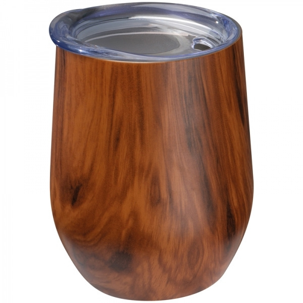 Logo trade promotional items image of: Stainless steel mug with wooden look BRIGHTON 380 ml
