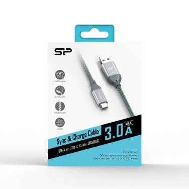 Logotrade promotional giveaway picture of: Nylon data transfer cable LK30 Type - C Quick Charge 3.0