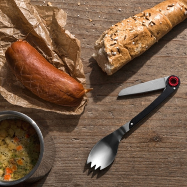 Logo trade promotional giveaways image of: Multifunctional spoon LATEMAR Schwarzwolf