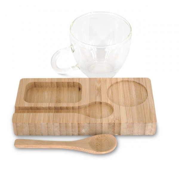 Logo trade promotional gifts image of: Tray with cup and spoon FORMOSA 150 ml