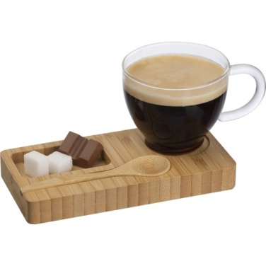 Logo trade promotional products picture of: Tray with cup and spoon FORMOSA 150 ml