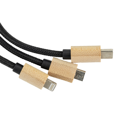 Logotrade advertising product image of: 3-in-1 cable with elighted logo in a wooden casing, LH-ZMU06