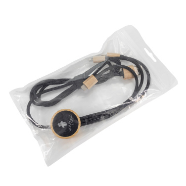 Logotrade promotional giveaways photo of: 3-in-1 cable with elighted logo in a wooden casing, LH-ZMU06