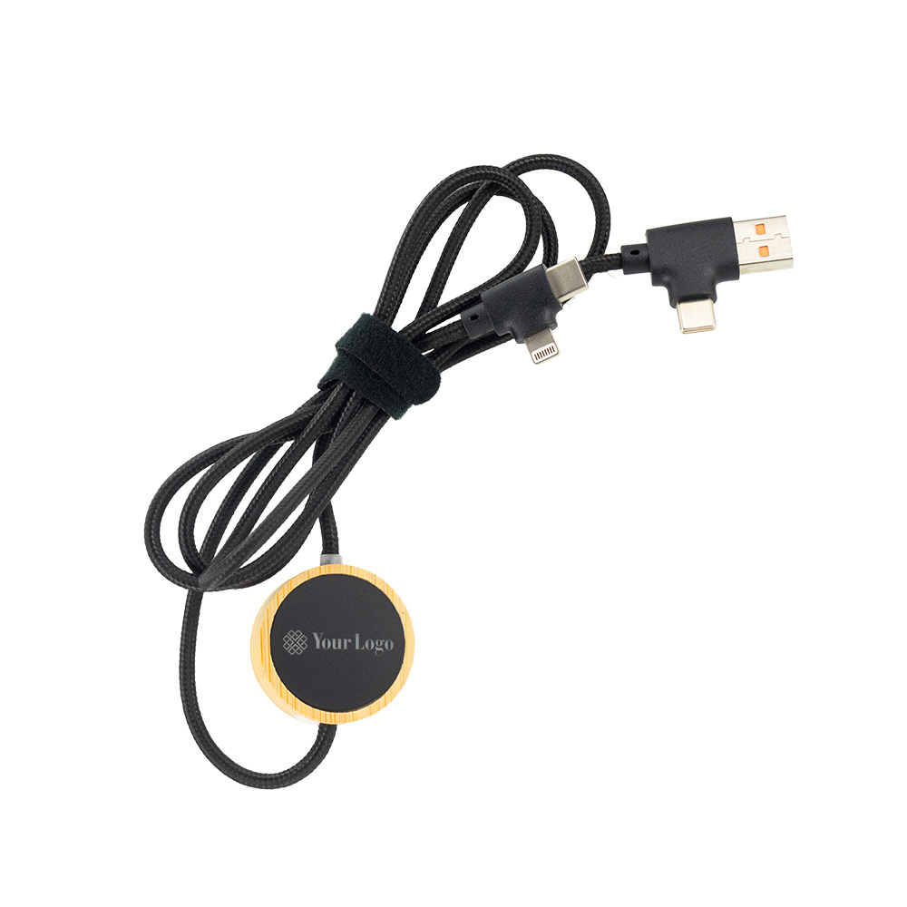 Logotrade corporate gifts photo of: 4in1 long wooden cable with elighted logo for engraving