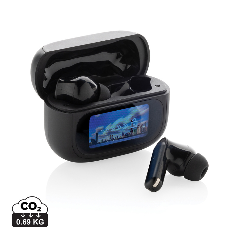 Logo trade promotional gift photo of: Airtune RCS recycled plastic ANC earbuds with touch screen