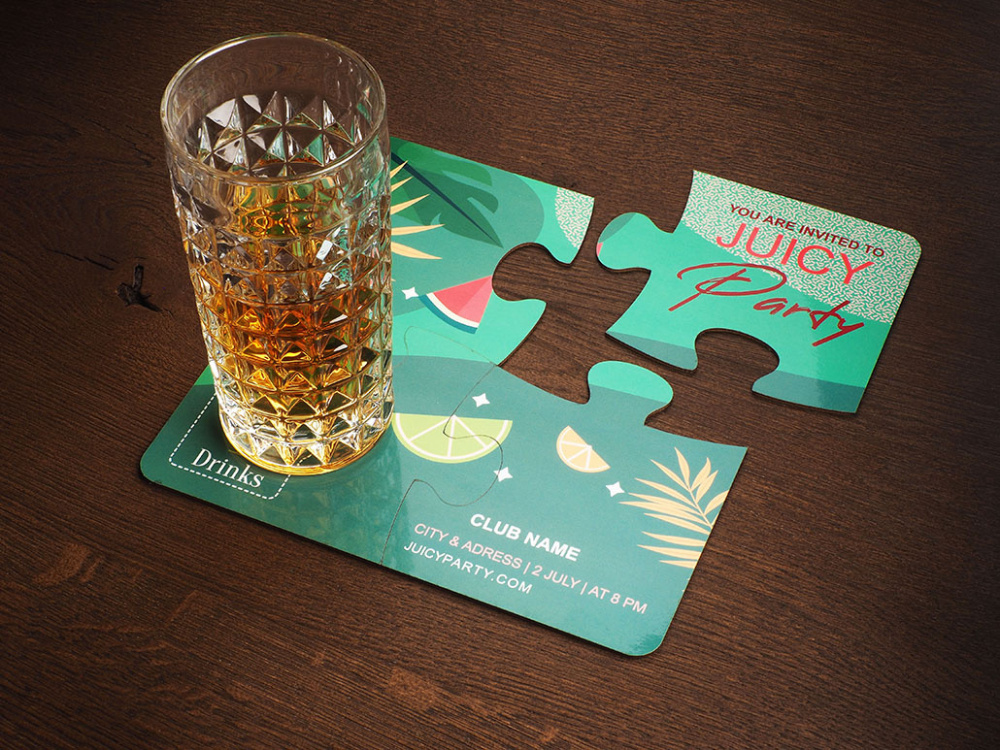 Logo trade promotional gift photo of: Set of 4 PUZZLE glass coasters 1835117