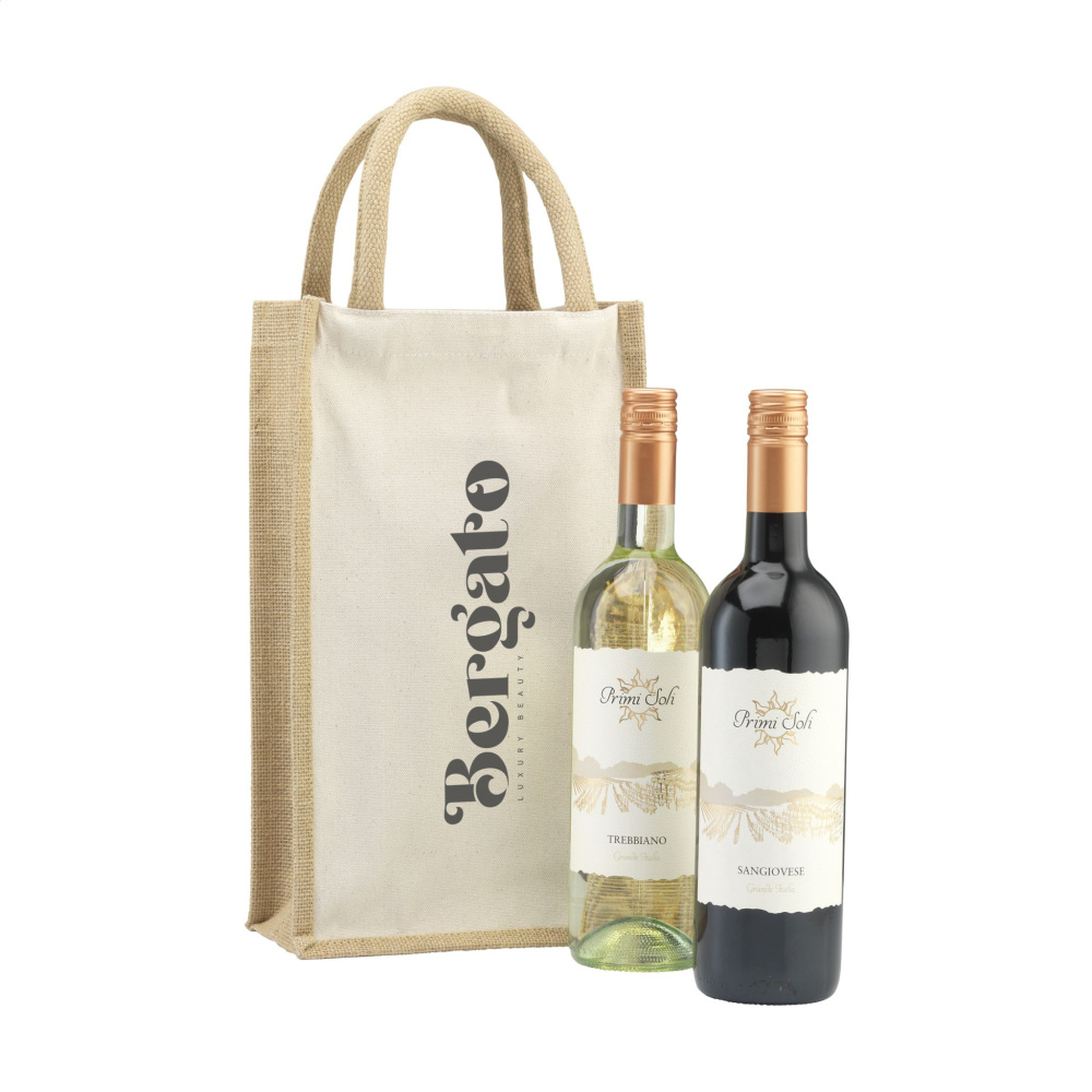 Logo trade advertising products image of: Jute Canvas Double Wine Bag