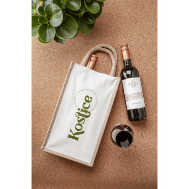 Logo trade promotional merchandise photo of: Jute Canvas Double Wine Bag