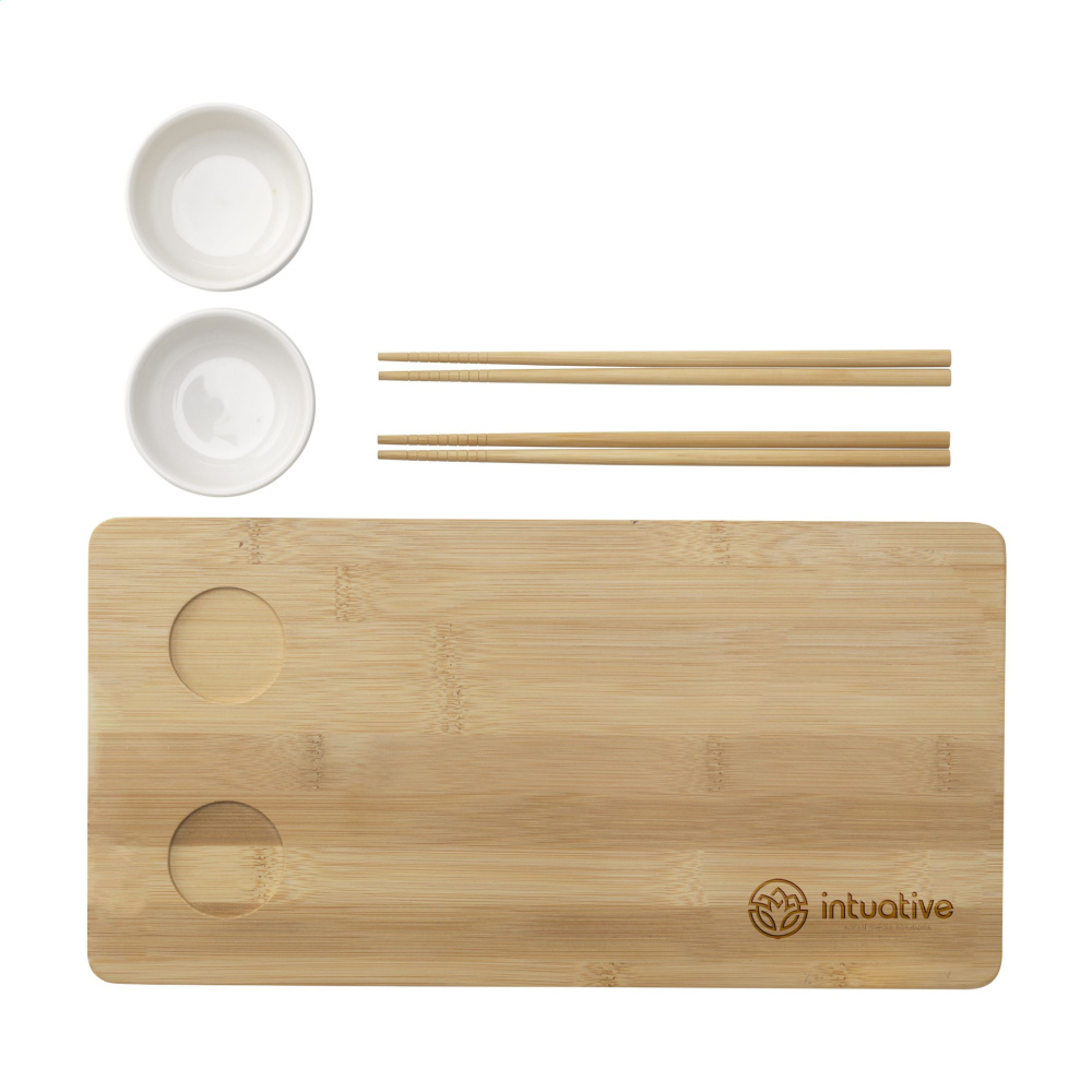 Logotrade promotional item image of: Temaki Bamboo Sushi Tray gift set