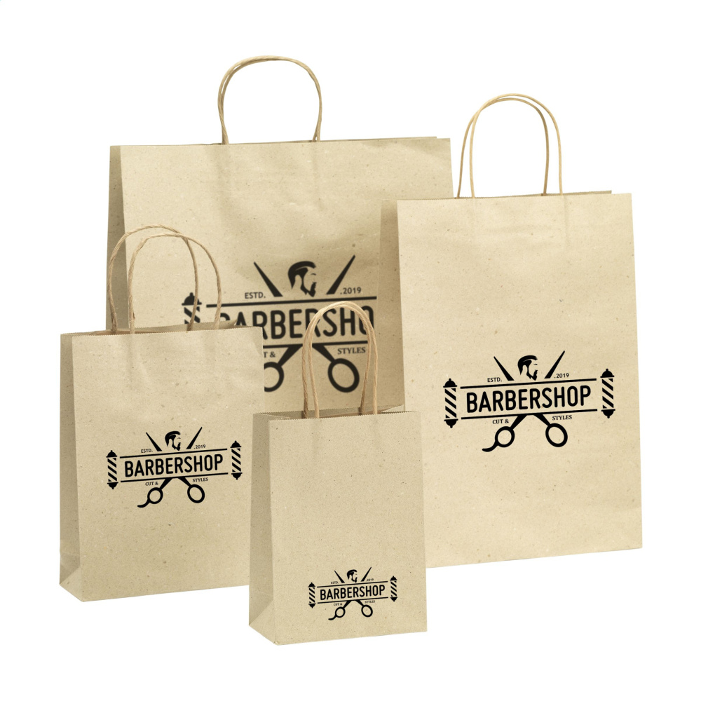 Logo trade corporate gifts image of: Leaf It Bag recycled grass paper (120 g/m²) XL