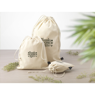 Logo trade promotional products picture of: Gift Pouch Natural GRS Recycled Cotton (150 g/m²) L