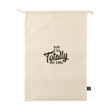 Logo trade promotional giveaways image of: Gift Pouch Natural GRS Recycled Cotton (150 g/m²) L