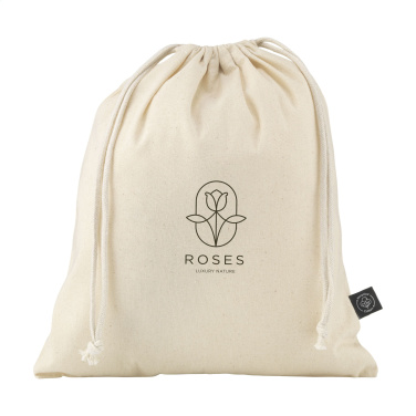 Logo trade promotional giveaways image of: Gift Pouch Natural GRS Recycled Cotton (150 g/m²) M