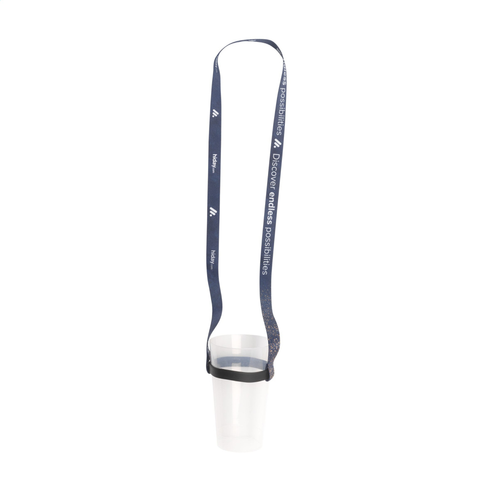 Logo trade promotional merchandise image of: Lanyard Sublimation RPET 1.5 cm with Cup holder