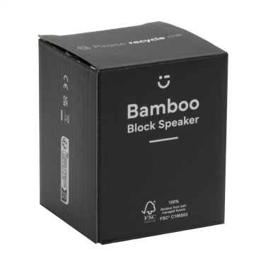 Logotrade promotional product picture of: Bamboo Block Speaker with wireless charger