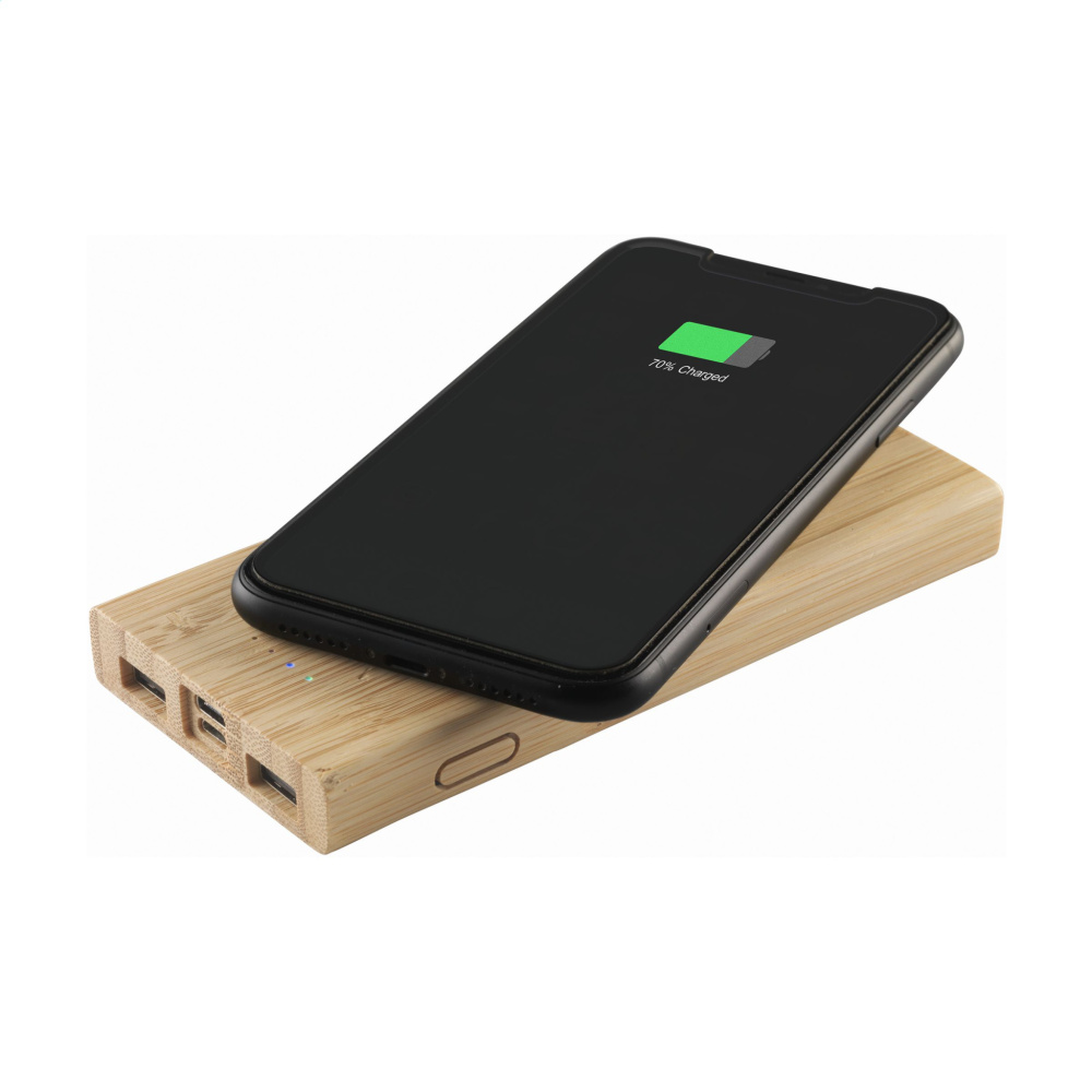 Logotrade promotional gift picture of: Bamboo 8000 Wireless Powerbank wireless charger