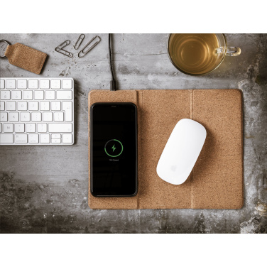Logo trade promotional giveaways image of: Cork Wireless Charging Mousepad