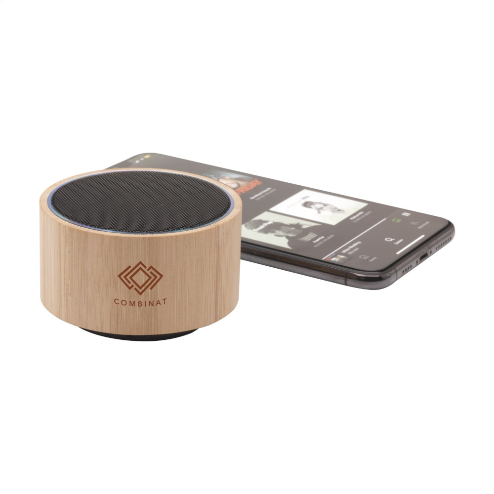 Logo trade promotional items image of: Wave Bamboo Wireless Speaker