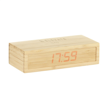 Logo trade promotional giveaway photo of: Bamboo Alarm Clock with Wireless Charger