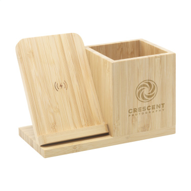 Logo trade advertising product photo of: Bamboo Boss 15W charger/pen holder
