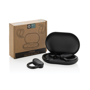 Logo trade promotional product photo of: Fitsound RCS recycled plastic open ear TWS earbuds