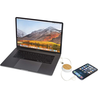 Logo trade promotional products image of: Chechia 5-in-1 recycled plastic 100 cm retractable data sync and 45W fast charge cable