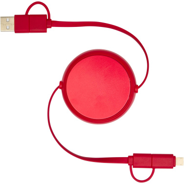 Logotrade promotional products photo of: Alasia 5-in-1 100 cm recycled plastic and aluminium retractable data sync and 45W fast charge cable