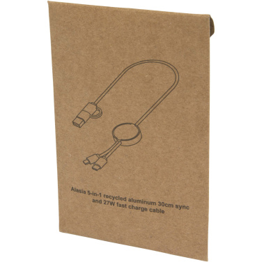 Logo trade promotional products picture of: Alasia 5-in-1 recycled aluminium and plastic 30 cm data sync and 27W fast charge cable
