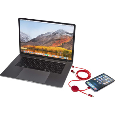 Logo trade promotional merchandise picture of: Alasia 5-in-1 recycled aluminium and plastic 150 cm data sync and 27W fast charge cable