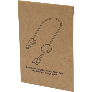 Logo trade promotional giveaways image of: Citala 5-in-1 recycled plastic 30 cm data sync and 27W fast charge cable