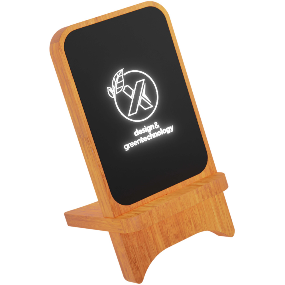 Logo trade promotional products image of: SCX.design W16 10W light-up wireless wooden stand