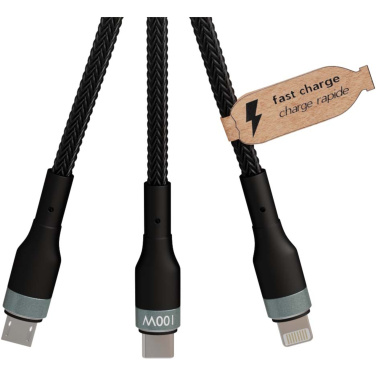 Logo trade promotional merchandise image of: SCX.design C53 100W 5-in-1 rPET ultra fast charging cable