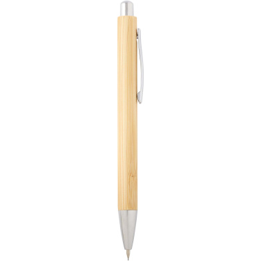 Logo trade promotional products picture of: Oblys bamboo ballpoint pen and mechanical pencil set (black ink)