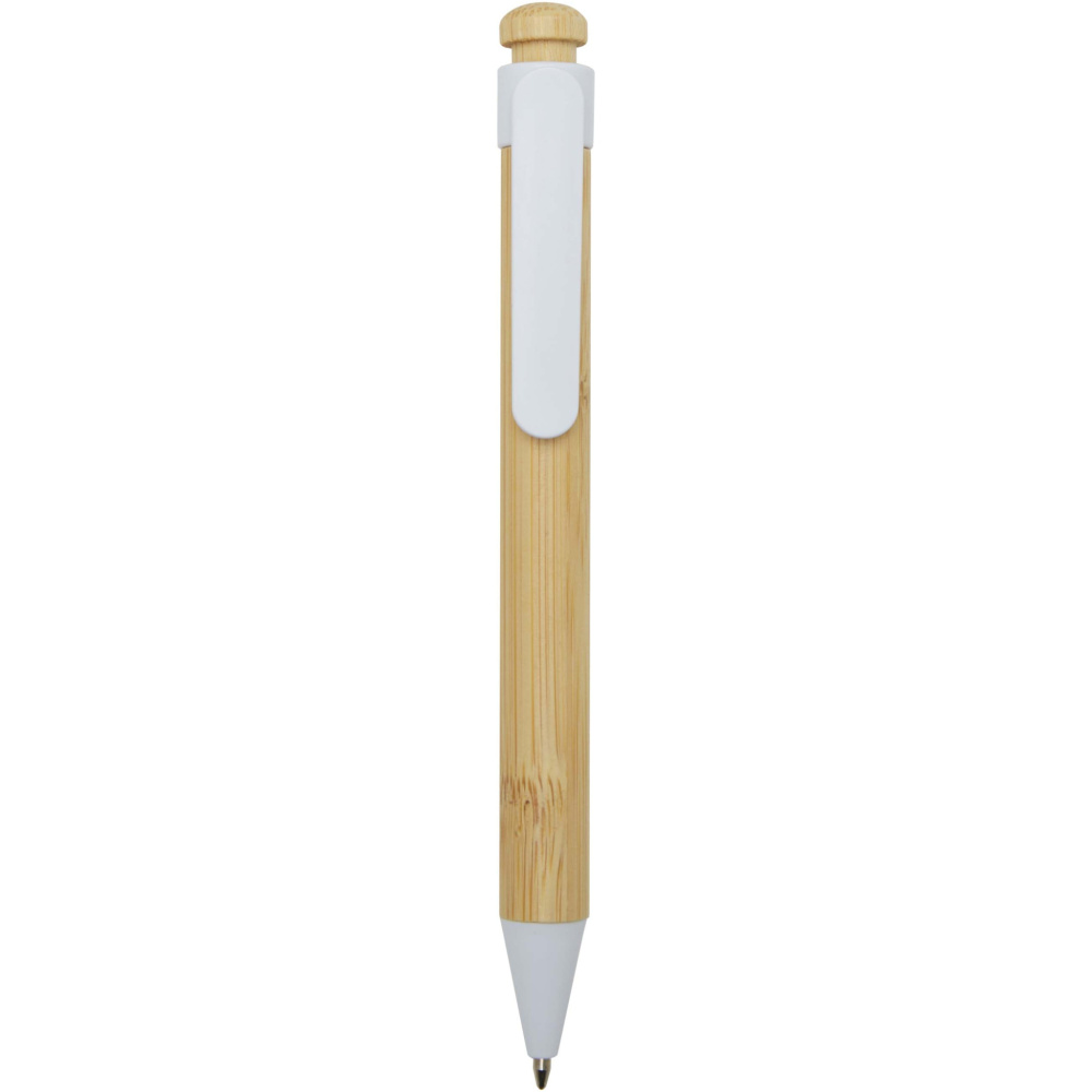 Logo trade advertising products picture of: Rattan bamboo and recycled plastic ballpoint pen (black ink)