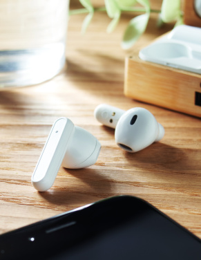 Logo trade promotional gifts picture of: TWS earbuds in bamboo case