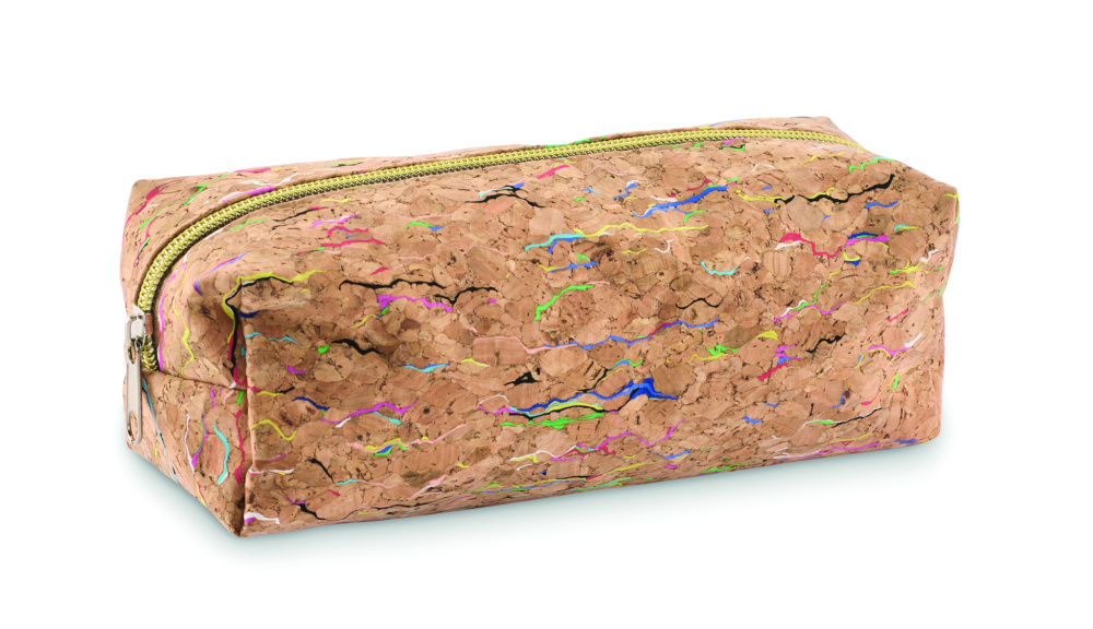 Logo trade business gifts image of: Coloured cork pencil case