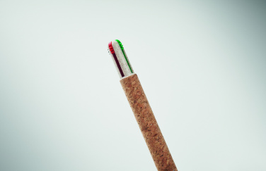 Logo trade promotional item photo of: Cork 4-colour ink ball pen