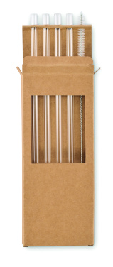 Logo trade promotional items image of: 4 reusable glass straws