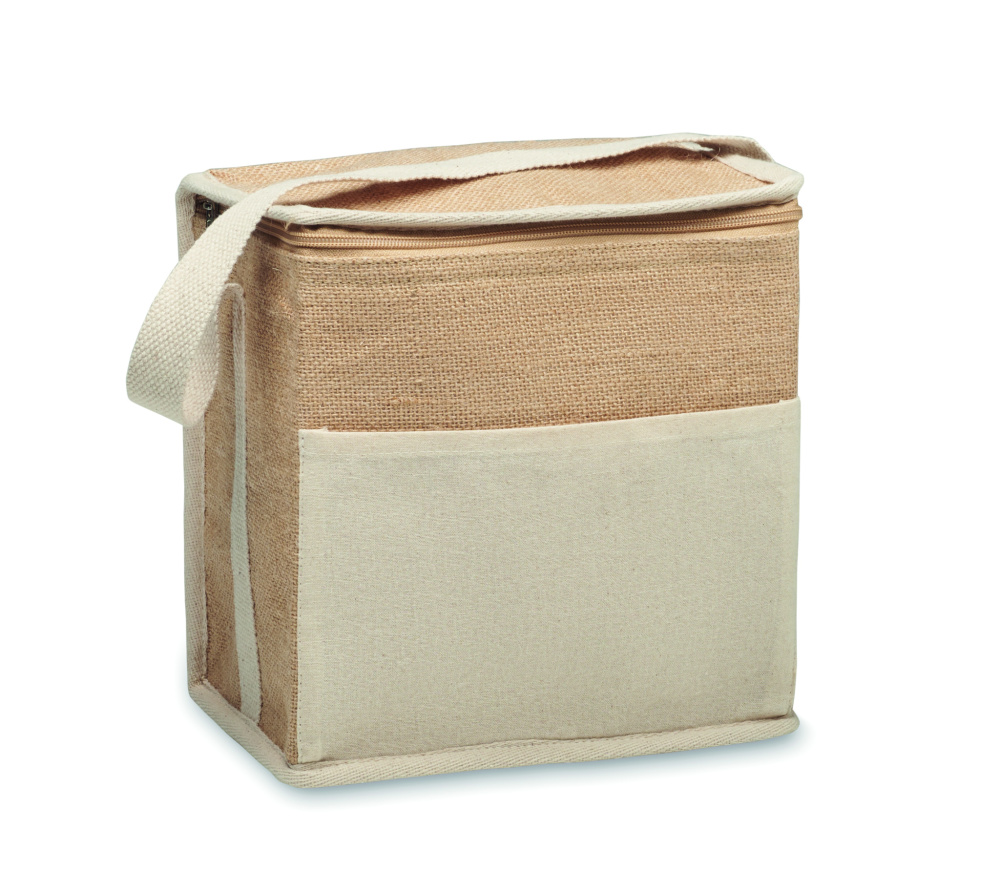 Logo trade promotional giveaways picture of: Jute and canvas cooler bag 3L