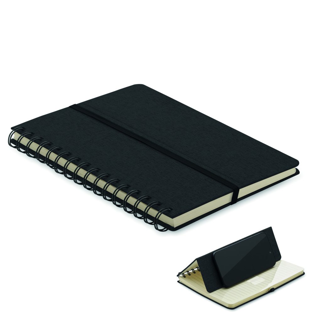 Logo trade advertising products image of: A5 notebook with phone holder