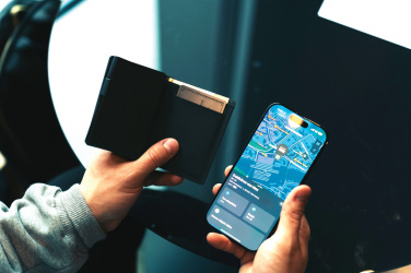 Logotrade promotional items photo of: Seekcard RCS rpolyester card wallet with worldwide locating