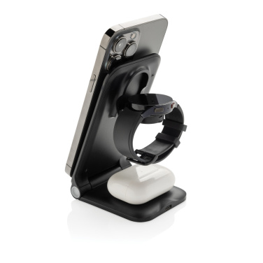 Logo trade corporate gifts image of: Powerpal 3 in 1 RCS recycled plastic 15W charger