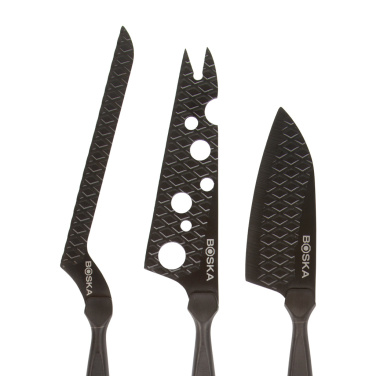 Logo trade promotional merchandise picture of: BOSKA Cheese Knife Set Monaco+ Black
