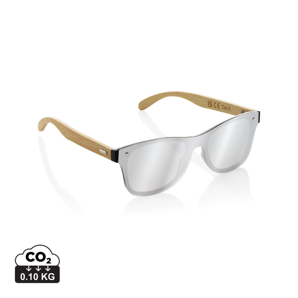 Logotrade promotional product picture of: Prism RCS recycled plastic sunglasses with bamboo frame